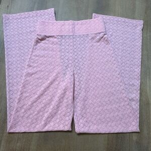 Smythe‎ Pants XS Open Knit High Rise Flare Swim Cover-Up Resort Wear Pink